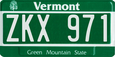 VT license plate ZKX971