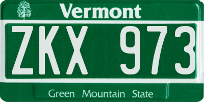 VT license plate ZKX973
