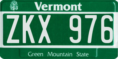 VT license plate ZKX976