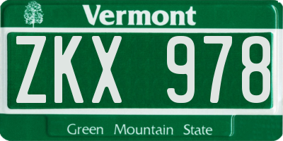 VT license plate ZKX978