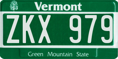 VT license plate ZKX979