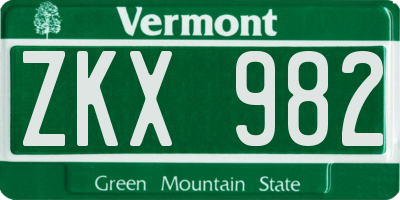 VT license plate ZKX982