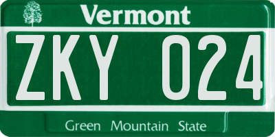 VT license plate ZKY024