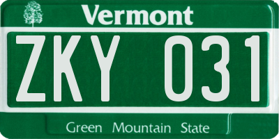 VT license plate ZKY031