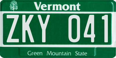 VT license plate ZKY041