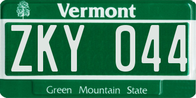 VT license plate ZKY044