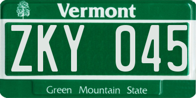 VT license plate ZKY045