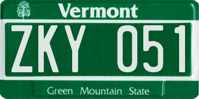 VT license plate ZKY051