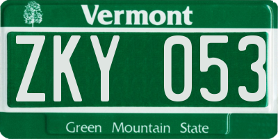 VT license plate ZKY053