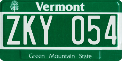 VT license plate ZKY054