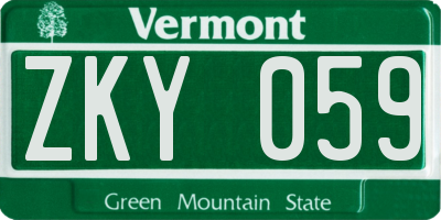 VT license plate ZKY059