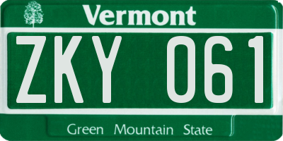 VT license plate ZKY061