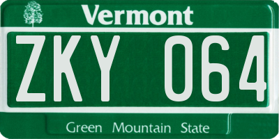 VT license plate ZKY064