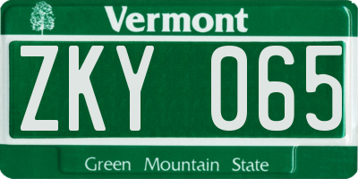 VT license plate ZKY065