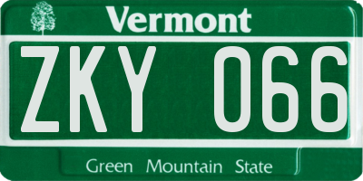 VT license plate ZKY066