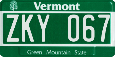 VT license plate ZKY067