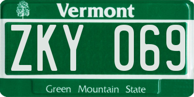 VT license plate ZKY069