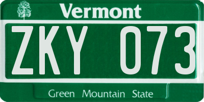 VT license plate ZKY073