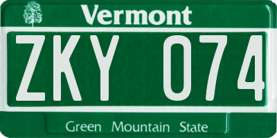 VT license plate ZKY074