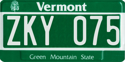 VT license plate ZKY075