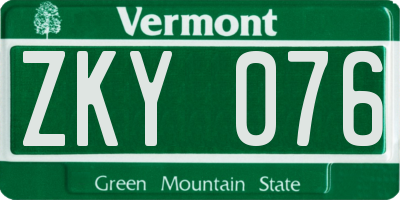 VT license plate ZKY076