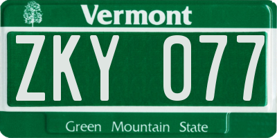 VT license plate ZKY077