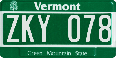 VT license plate ZKY078