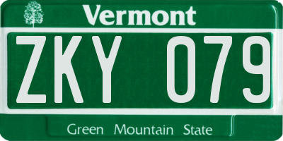 VT license plate ZKY079