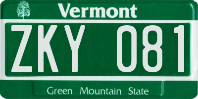 VT license plate ZKY081