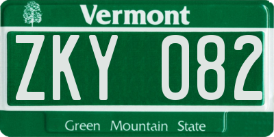 VT license plate ZKY082
