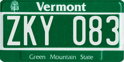 VT license plate ZKY083