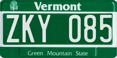 VT license plate ZKY085