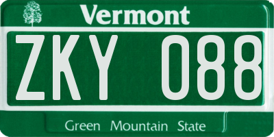VT license plate ZKY088