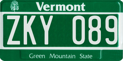 VT license plate ZKY089