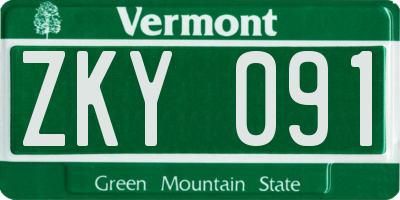 VT license plate ZKY091