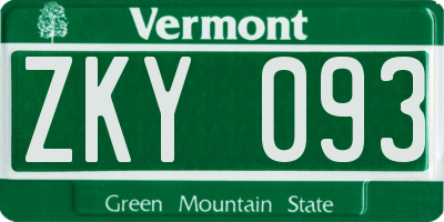 VT license plate ZKY093