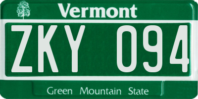 VT license plate ZKY094