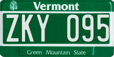 VT license plate ZKY095