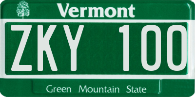VT license plate ZKY100