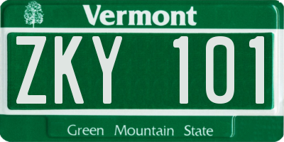 VT license plate ZKY101