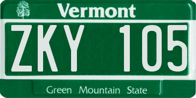 VT license plate ZKY105