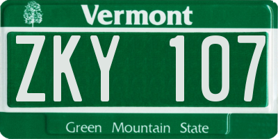 VT license plate ZKY107