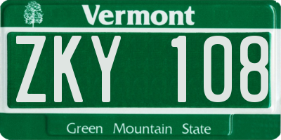 VT license plate ZKY108