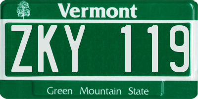VT license plate ZKY119