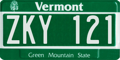 VT license plate ZKY121