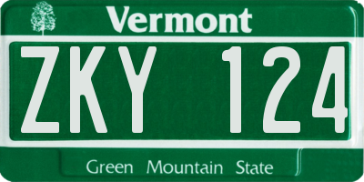 VT license plate ZKY124