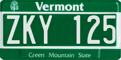 VT license plate ZKY125