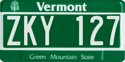 VT license plate ZKY127