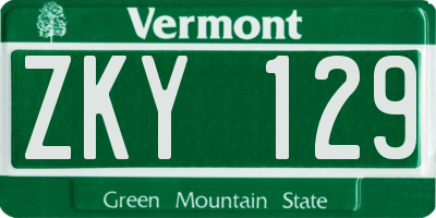 VT license plate ZKY129