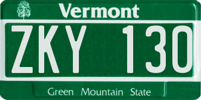 VT license plate ZKY130